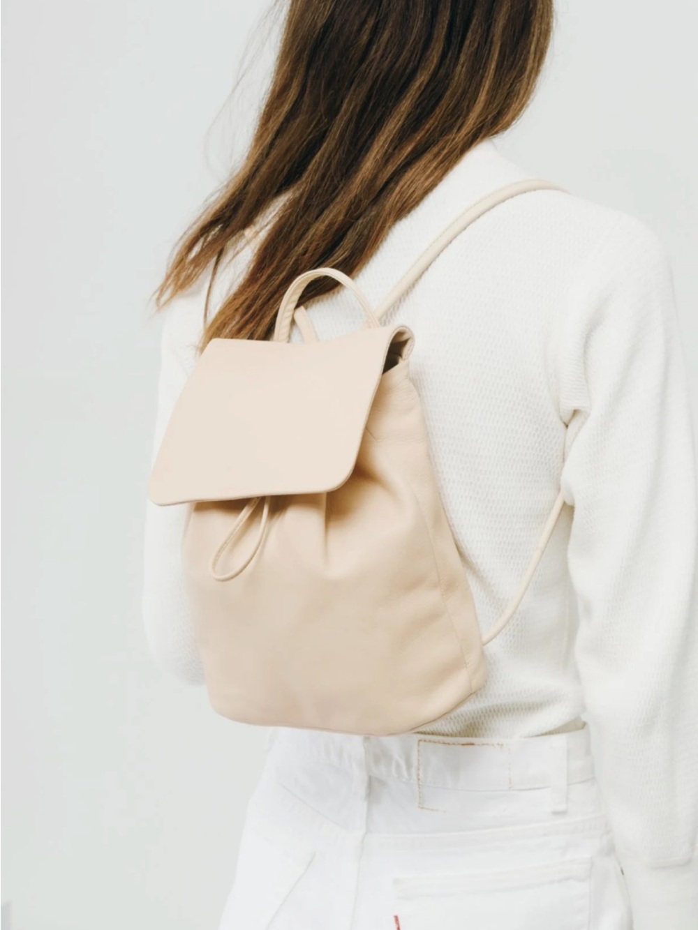 Baggu discontinued cream mini Leather Backpack